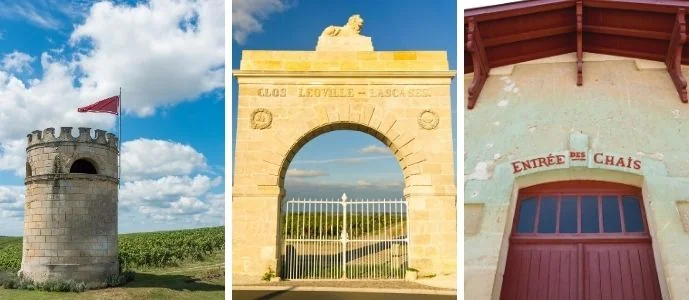 Montage de trois photographies de monuments et de bâtiments en pierre.